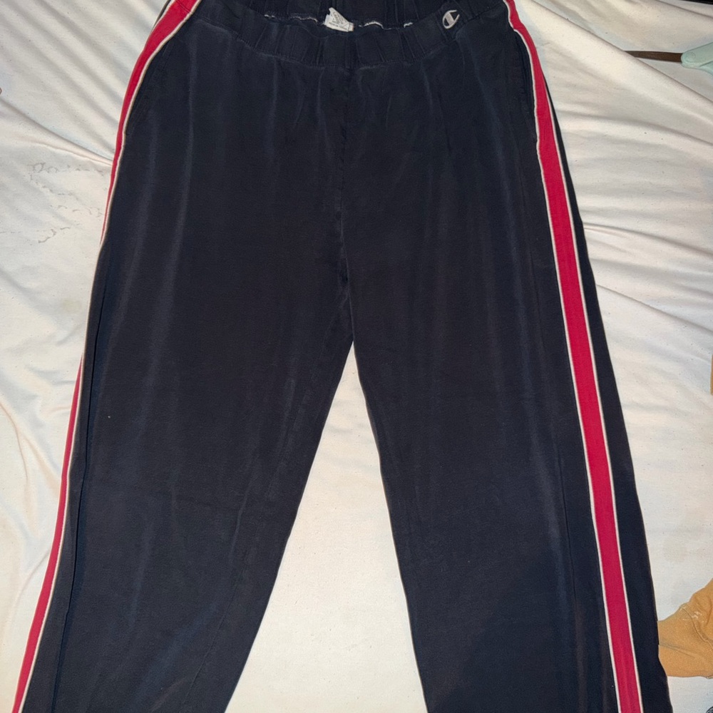 Champion Men's Joggers in Black with Red and White Stripes